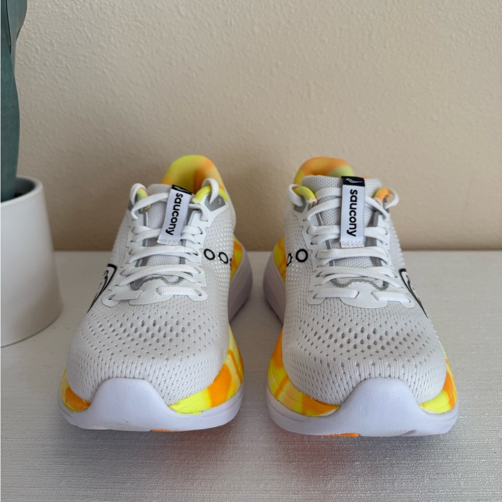 Saucony Endorphin White and Orange Running Sneakers - Picture 6 of 16